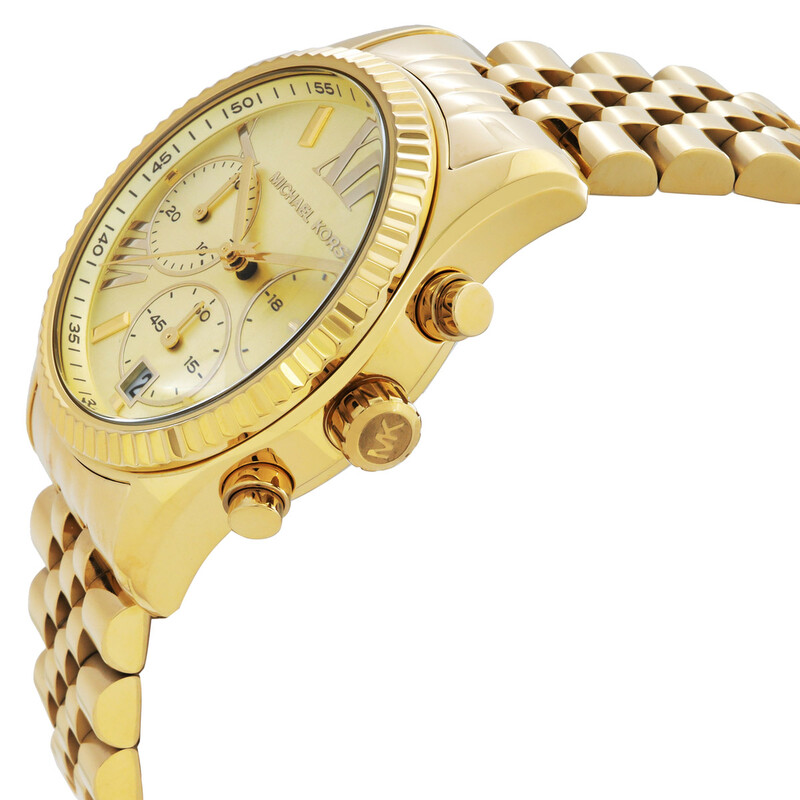 Michael Kors Lexington Chronograph Quartz Gold Dial Ladies Watch