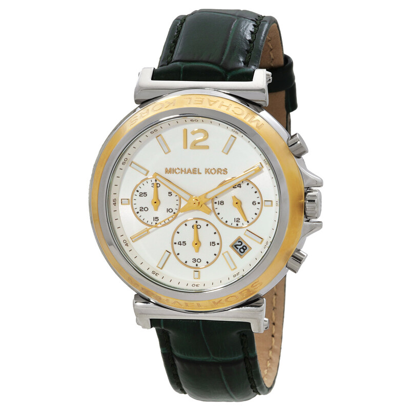 Womens Michael Kors Maren Pave White Gold Watch Michael Kors White Ceramic Diamond Bezel Wrist Watch for  main image 3