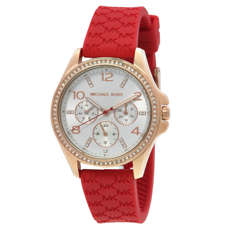 Michael Kors Pilot Quartz Crystal White Dial Ladies Watch 
