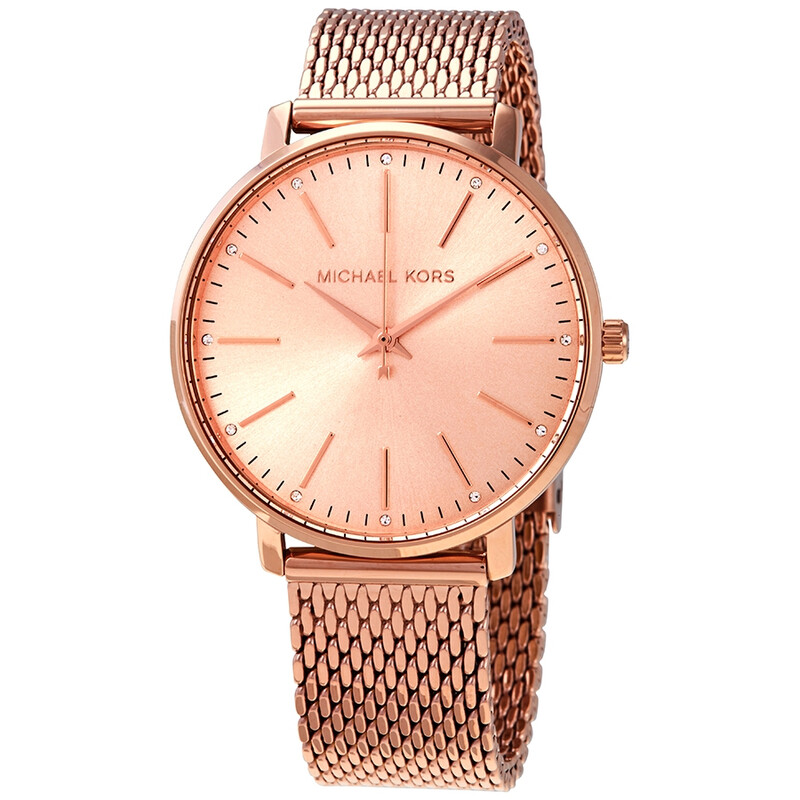 Michael Kors Pyper Quartz Crystal Rose Gold Dial Ladies Watch