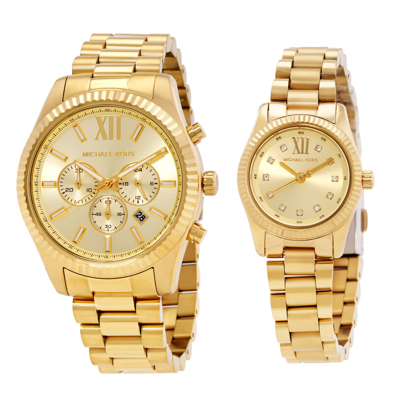 Michael Kors Quartz Lexington His and Hers Gold-Tone Watch Set