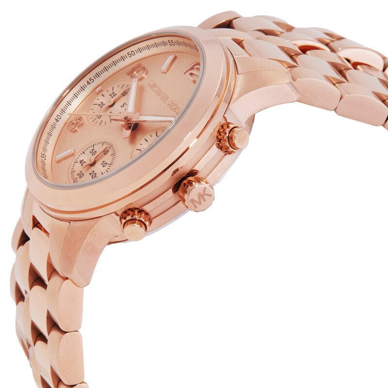 Michael Kors Runway Chronograph Quartz Rose Gold Dial Ladies Watch