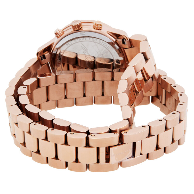 Michael Kors Runway Chronograph Quartz Rose Gold Dial Ladies Watch