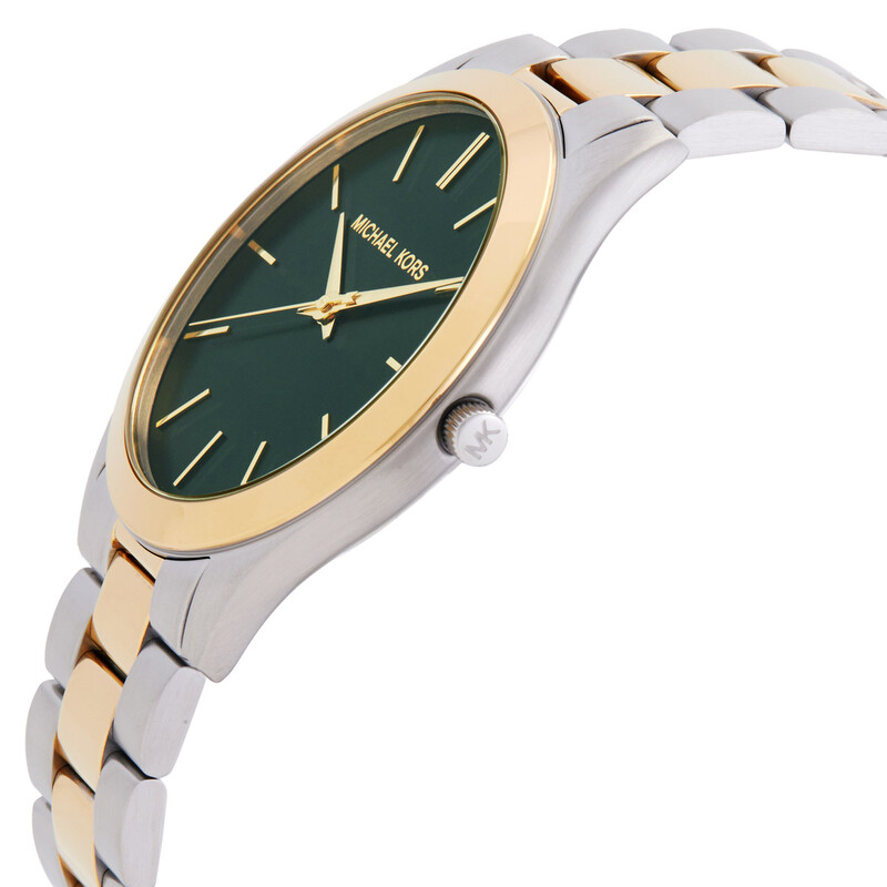 Michael Kors Slim Runway Quartz Green Dial Men display picture 3