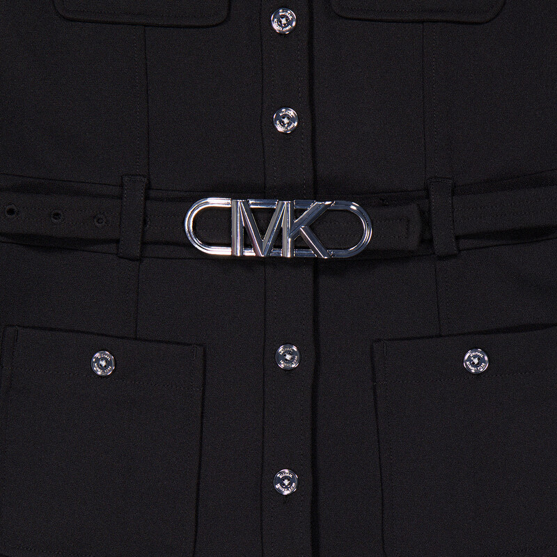 slim fit dress slacks Elegant Black Dress with Gold Button Detail | Timeless Chic main image 1