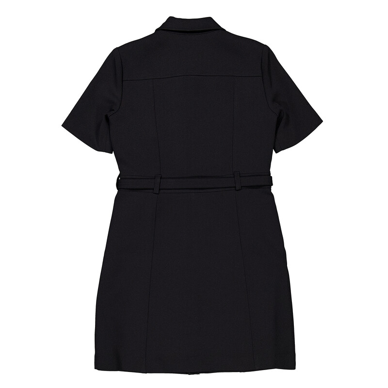 slim fit dress slacks Elegant Black Dress with Gold Button Detail | Timeless Chic main image 1