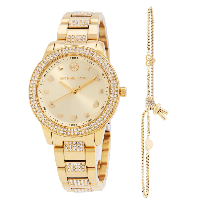 Michael Kors Tibby Quartz Crystal Gold Dial Ladies Watch and  display picture 1