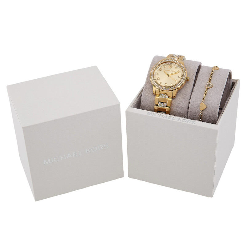 Michael Kors Tibby Quartz Crystal Gold Dial Ladies Watch and
