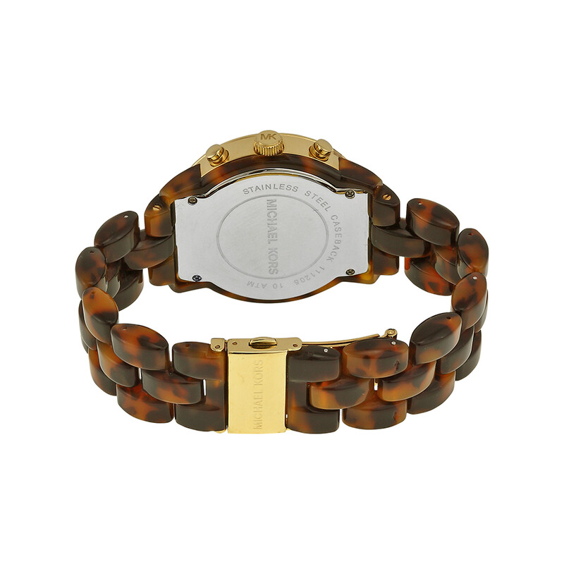 Michael Kors Faux Tortoise Shell Watch | Measures 7 3/4” | 5 atm 50 meters Michael Kors Slim Runway Tortoise Shell Dial Two Tone Steel  main image 3