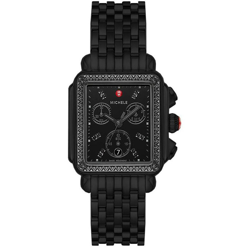 Michele Deco Chronograph Quartz Diamond Black Dial Ladies 