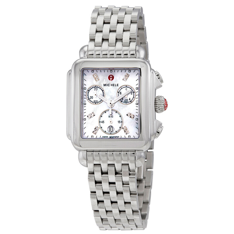 Michele Deco Chronograph Quartz Diamond White Mother of 