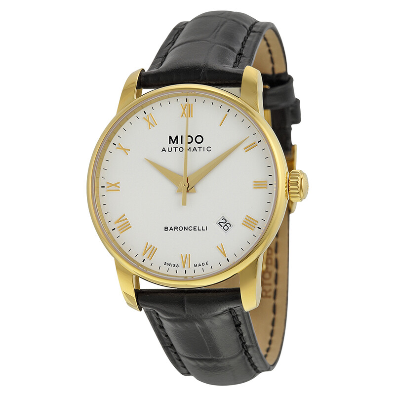 Mido Baroncelli II Automatic White Dial Black Leather Men's Watch