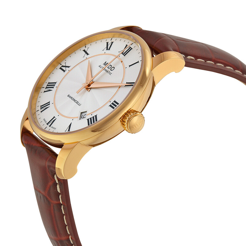 Mido Baroncelli Silver Dial Brown Leather Men's Watch M86002218