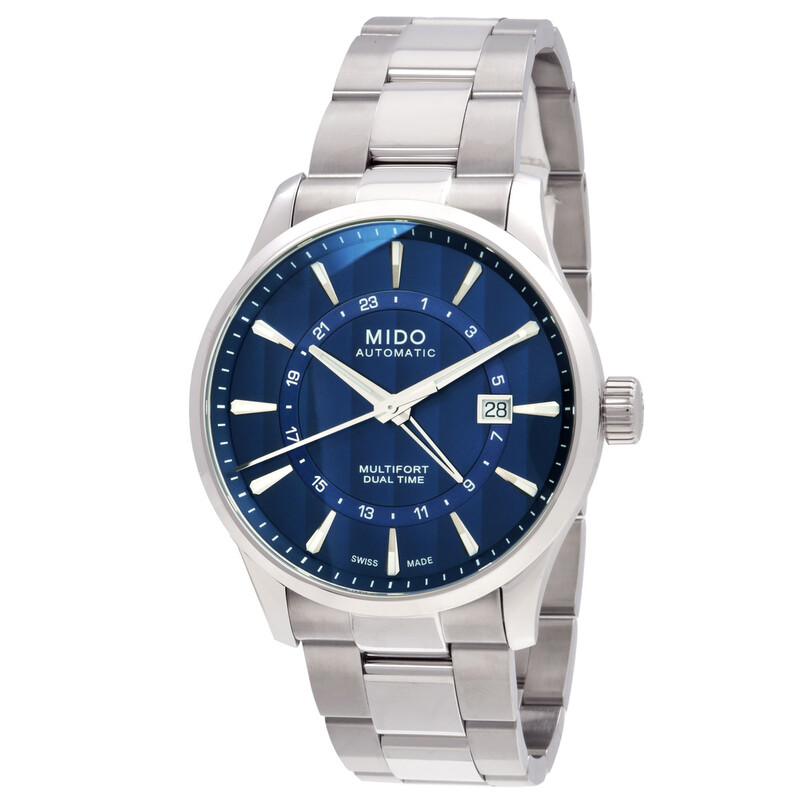Mido Multifort Dual Time Automatic Blue Dial Watch M0384291104100