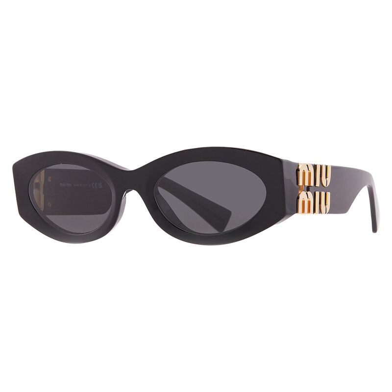 Miu Miu Black Oval Ladies Sunglasses MU 11WS 1AB5S0 54
