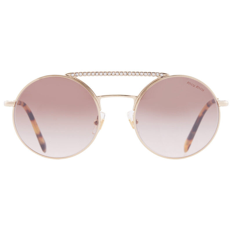 Miu Miu Brown Gradient Mirror Silver Round Ladies Sunglasses MU