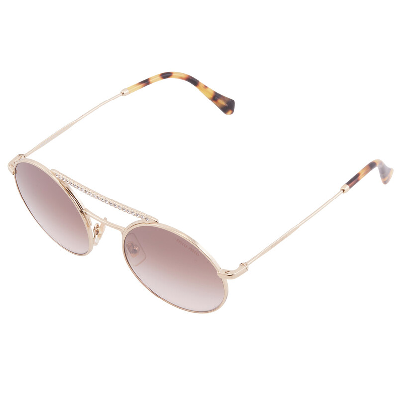 Miu Miu Brown Gradient Mirror Silver Round Ladies Sunglasses  display picture 1