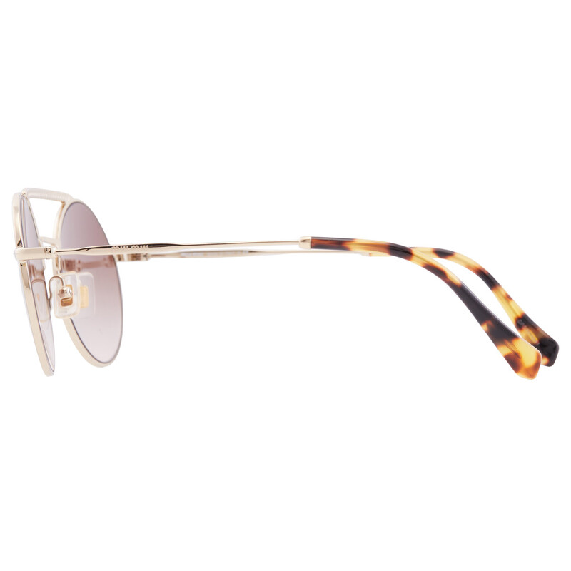 Miu Miu Brown Gradient Mirror Silver Round Ladies Sunglasses MU