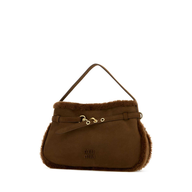 Miu Miu Brown Shearling Shoulder Bag 5BC181VOOS2IDKF0324
