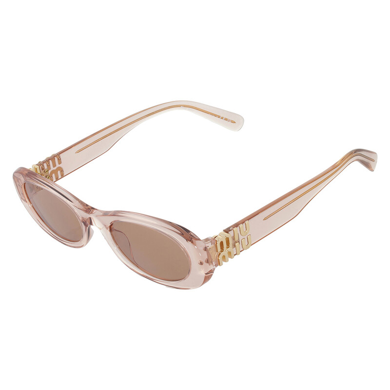 Miu Miu Dark Brown Oval Ladies Sunglasses MU 06ZS 13T1P1 50