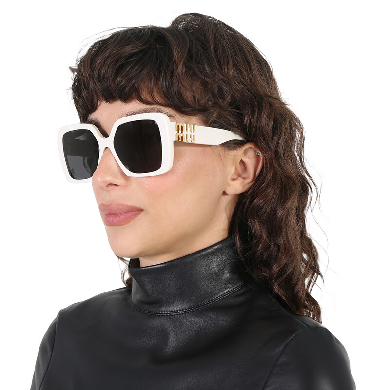 Miu Miu Dark Gray Square Ladies Sunglasses MU 10YS 1425S0 56
