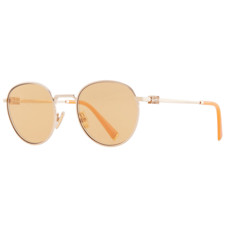 Miu Miu Orange Mirror Silver Round Ladies Sunglasses MU 55ZS
