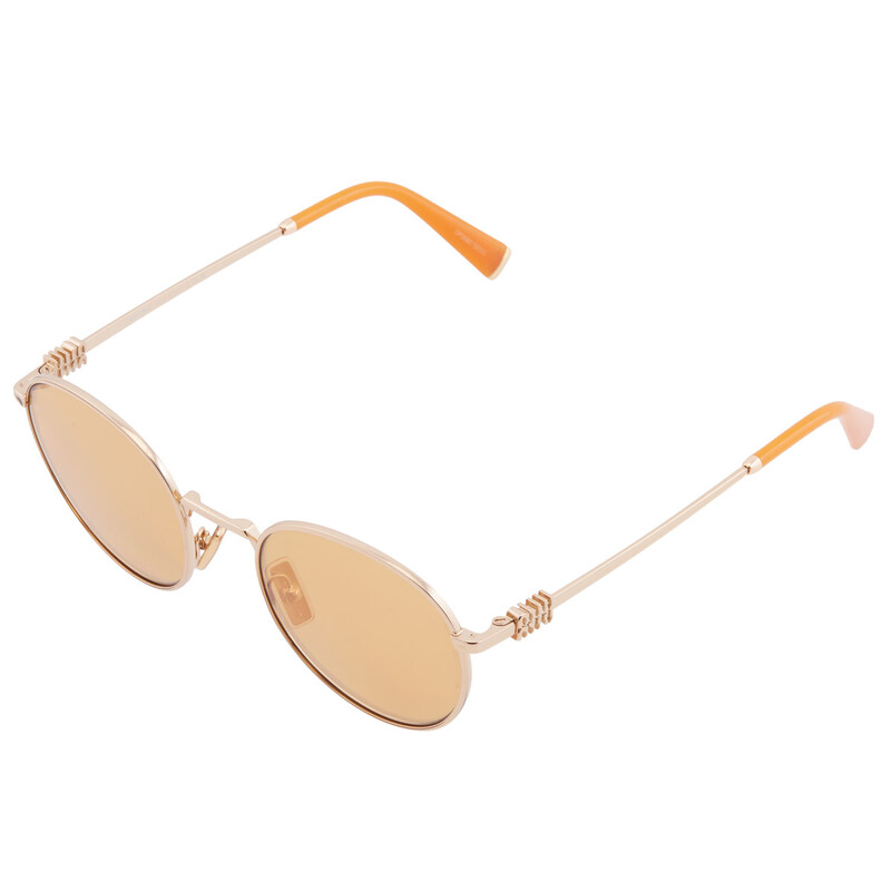 Miu Miu Orange Mirror Silver Round Ladies Sunglasses MU 55ZS