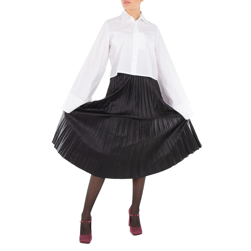 MM6 Black Pleated Midi Skirt, Brand Size 40 ( US Size 6