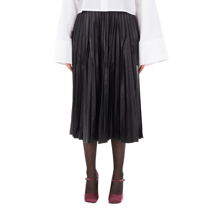 MM6 Black Pleated Midi Skirt, Brand Size 40 ( US Size 6