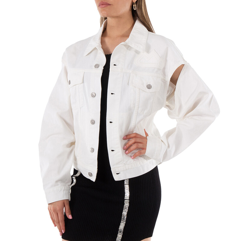 MM6 Maison Margiela MM6 Ladies White Cut-out Detail Denim Jacket