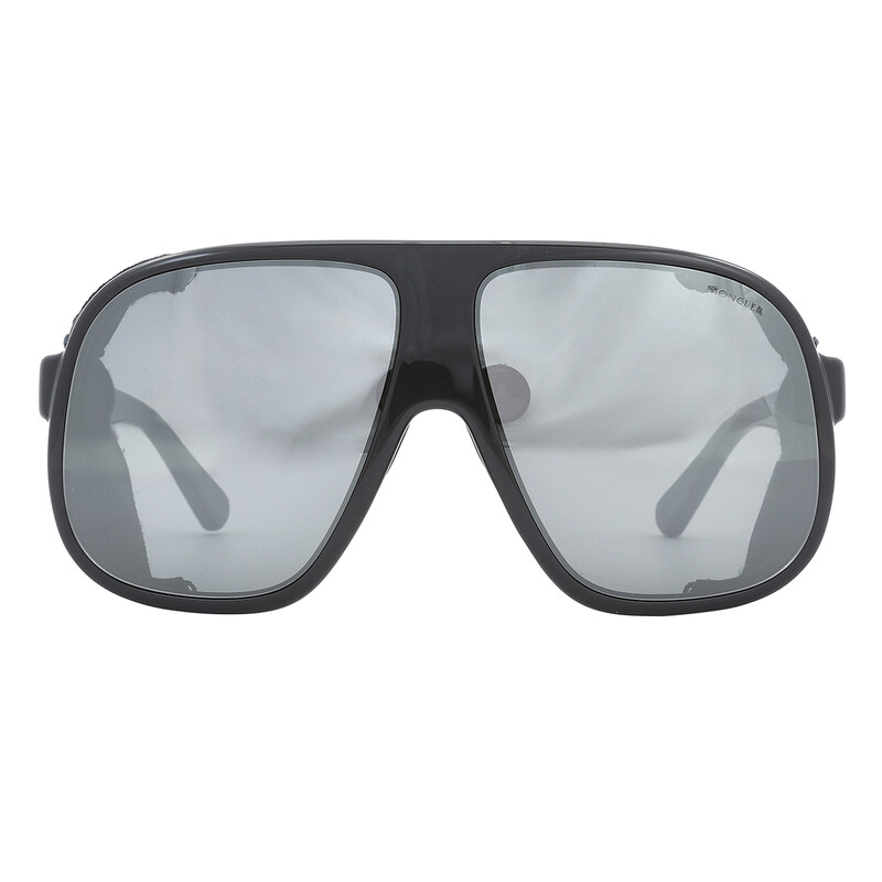 Moncler Diffractor Smoke Silver Flash Oversized Unisex Sunglasses