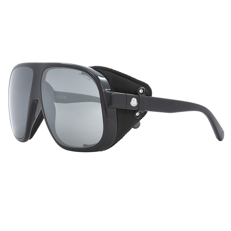 Moncler Diffractor Smoke Silver Flash Oversized Unisex Sunglasses
