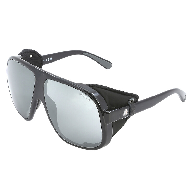 Moncler Diffractor Smoke Silver Flash Oversized Unisex Sunglasses