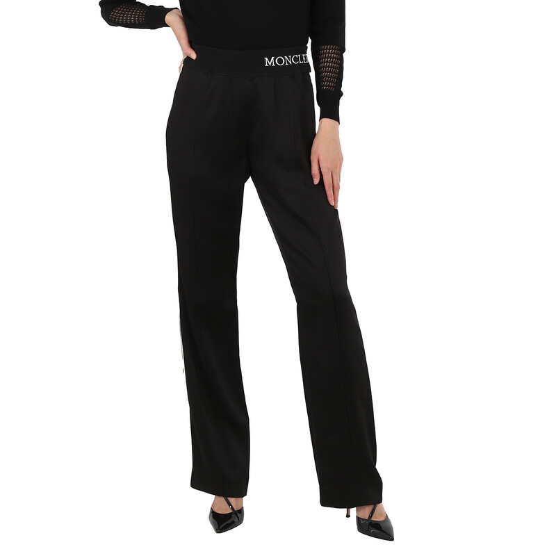 Moncler Ladies Side Stripe Tracksuit Pants in Black, Brand Size 44