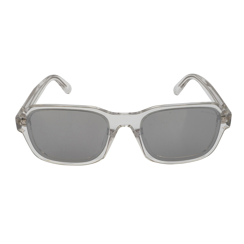 Moncler Silver Mirror Rectangular Men's Sunglasses ML0199 26C 56