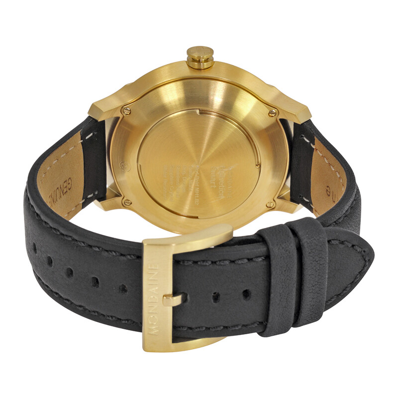 Mondaine Helvetica No 1 Bold Smart Black Dial Black Leather Men's