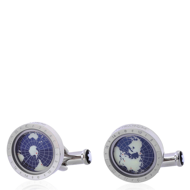 MONTBLANC　カフス　地球儀 Montblanc 1858 Geosphere Stainless Steel Cufflinks 126165