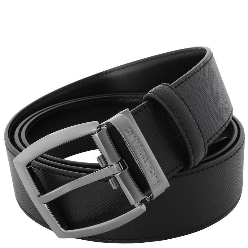 Montblanc Black 35 mm Saffiano Printed Leather Belt 112408
