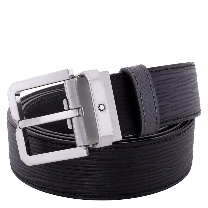 Montblanc Black 35 mm Textured Leather Belt 131171 4062037111292