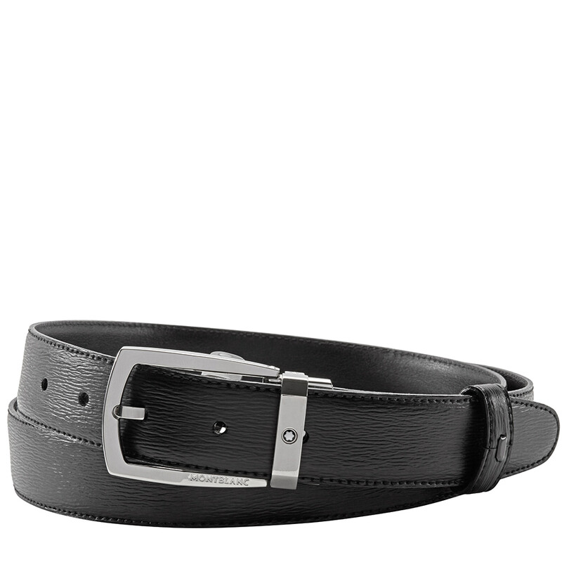 Montblanc Black Leather Belt- Black, Brand Size 47 116706