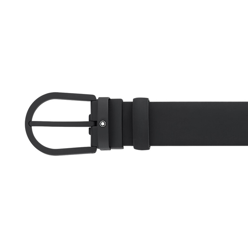 Montblanc Black Leather Horseshoe Buckle Belt 129431 4062037075273
