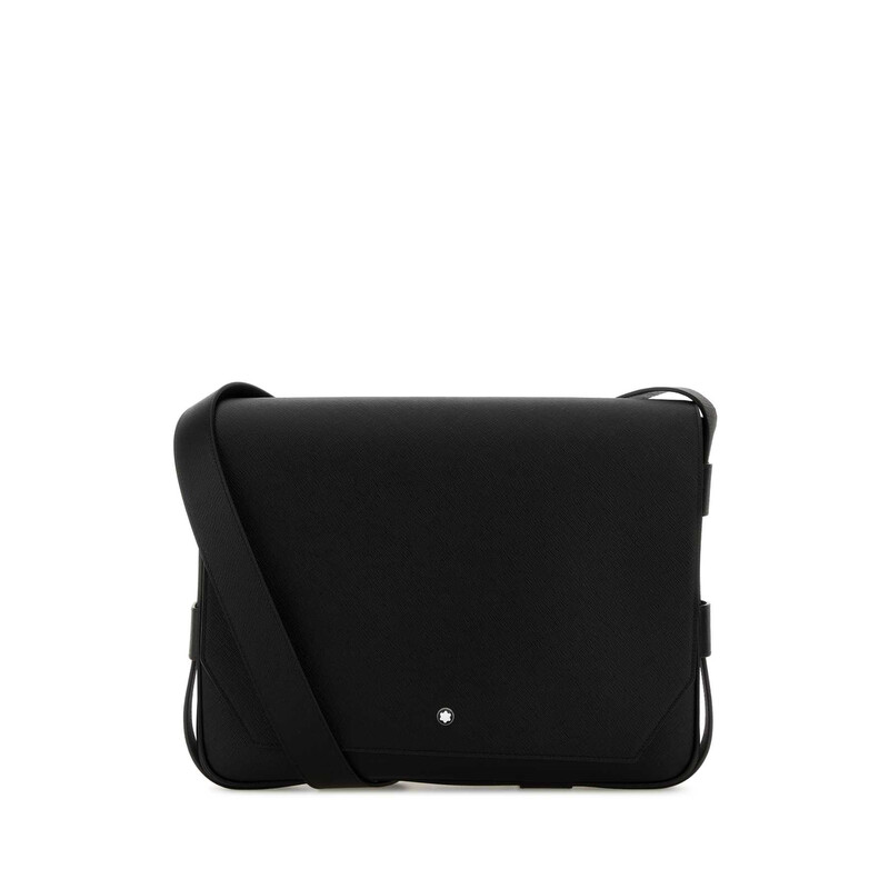 Montblanc Black Leather Messenger Crossbody Bag 221578 000