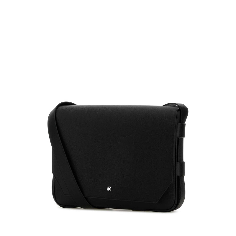 Montblanc Black Leather Messenger Crossbody Bag 221578 000