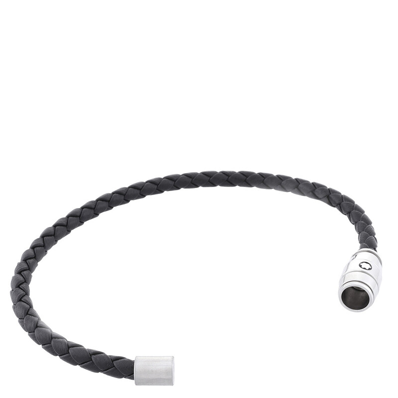 Montblanc Black Woven Leather Bracelet, Size 68 MB130897 - Jewelry