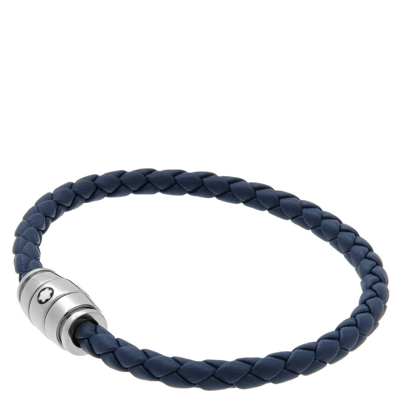 Montblanc Blue Woven Leather Bracelet, Size 68 MB130900 - Jewelry
