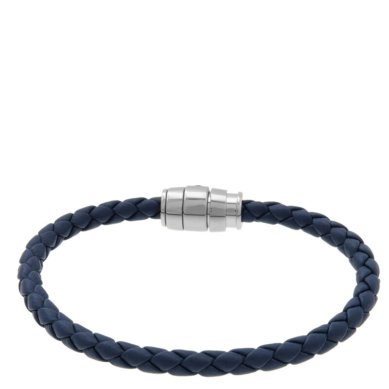Montblanc Blue Woven Leather Bracelet, Size 68 MB130900 - Jewelry