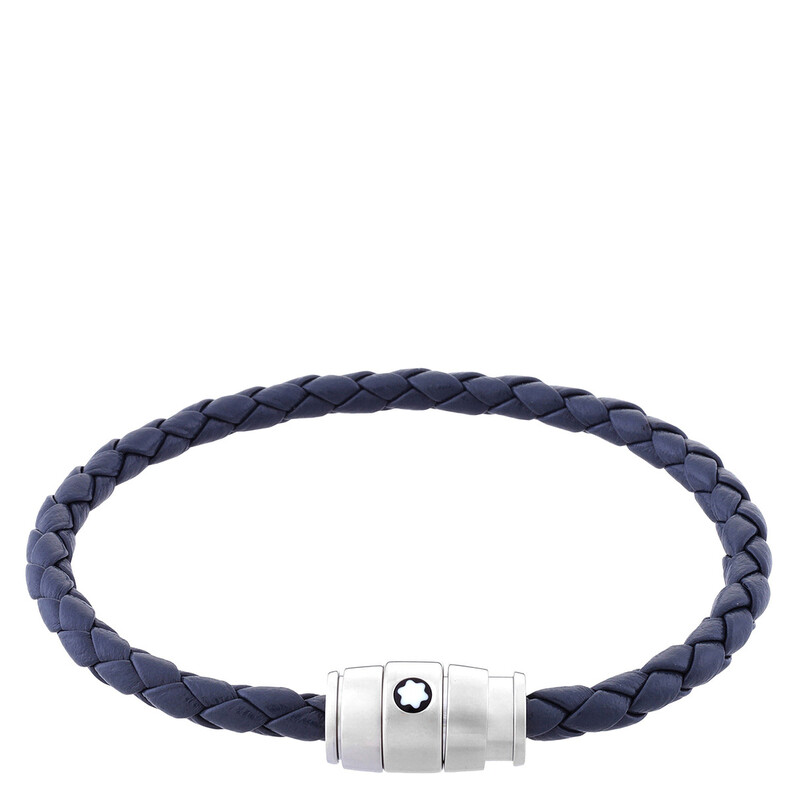 Montblanc Blue Woven Leather Bracelet, Size 60 136012 - Jewelry