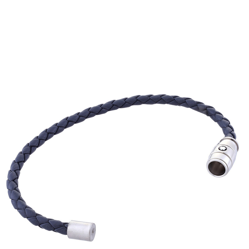 Montblanc Blue Woven Leather Bracelet, Size 60 136012 - Jewelry