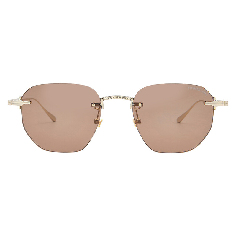 Montblanc Brown Geometric Men's Sunglasses MB0405S 002 51
