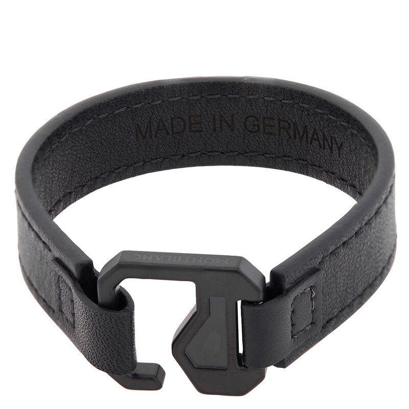 Montblanc Extreme Black Leather Bracelet, Size 60 12382960